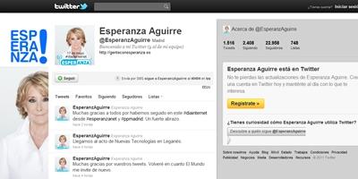 Esperanza Aguirre, primera política española en responder a una entrevista en Twitter