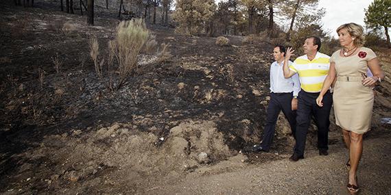 Aguirre visita la zona afectada por el incendio de la Sierra