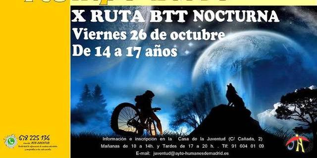 Ruta BTT nocturna para los jóvenes de Humanes de Madrid