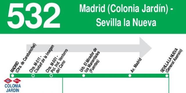 La línea de autobús 532 que une Madrid y Sevilla la Nueva aumenta su frecuencia de paso