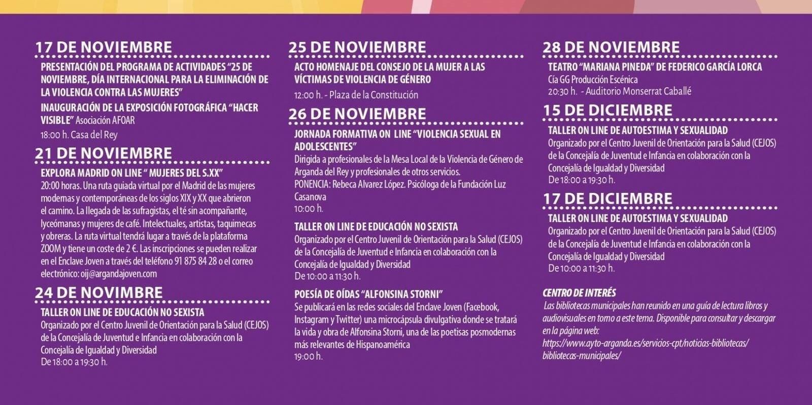Arganda presenta las actividades en torno al Día Internacional para la Eliminación de la Violencia contra las Mujeres