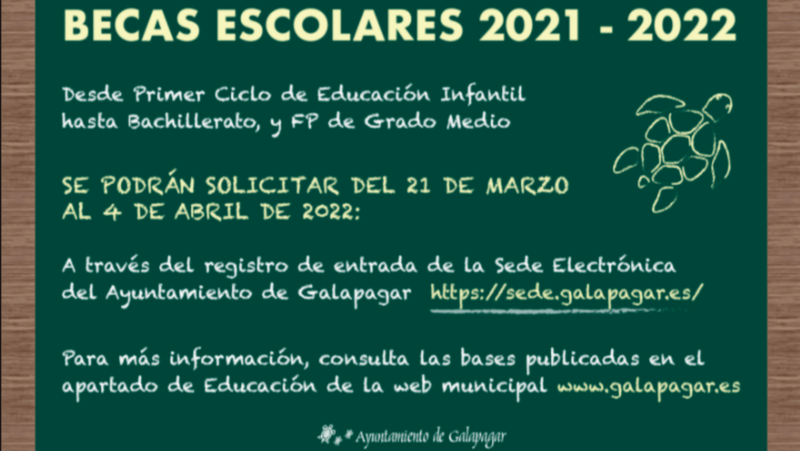 Galapagar publica la convocatoria para la concesión de las becas escolares del curso 2021 - 2022