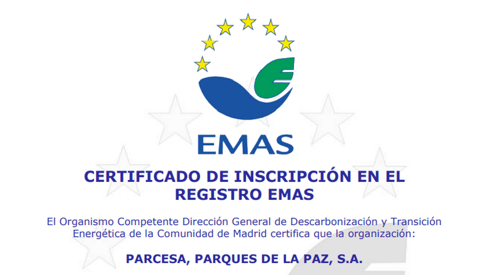 Parcesa se convierte en la primera funeraria de la Comunidad de Madrid en obtener la certificación medioambiental EMAS