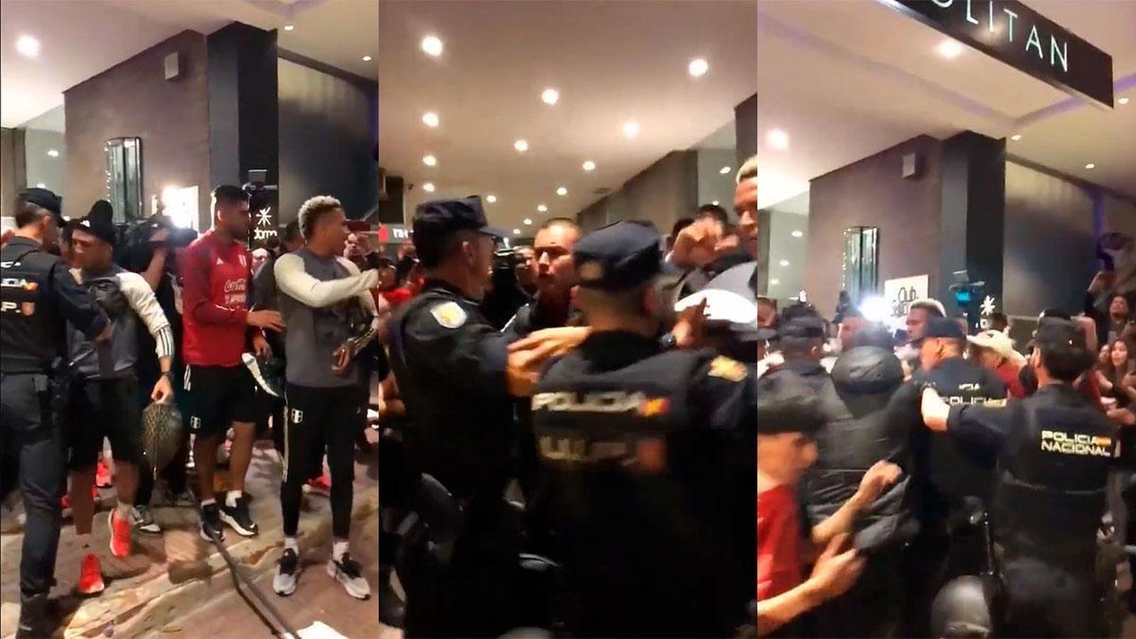 Enfrentamiento entre la Policía y jugadores de la selección peruana de fútbol en un hotel de Madrid