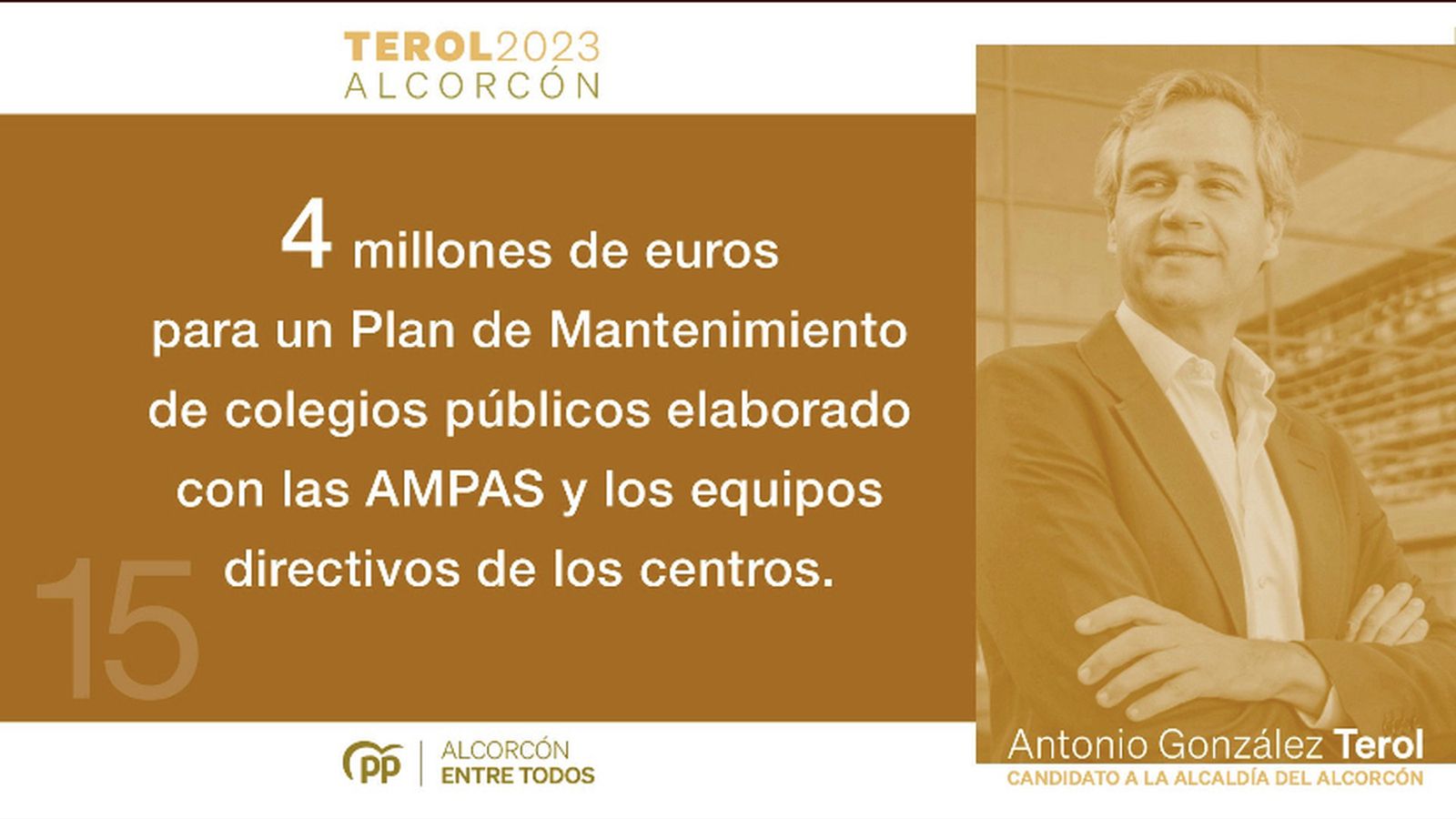 Terol anuncia una inversión de cuatro millones de euros en los colegios públicos de Alcorcón 
