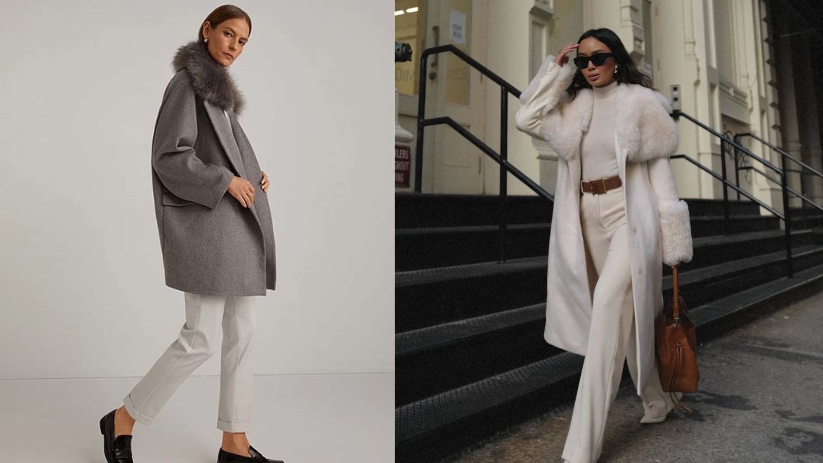 El cuello de pelo transforma el abrigo clásico