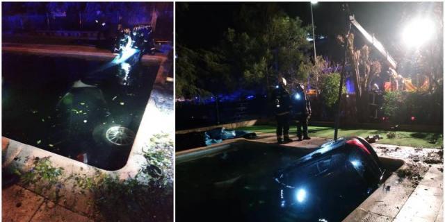 Se salta un control y el coche acaba sumergido en la piscina de una guardería en Las Rozas