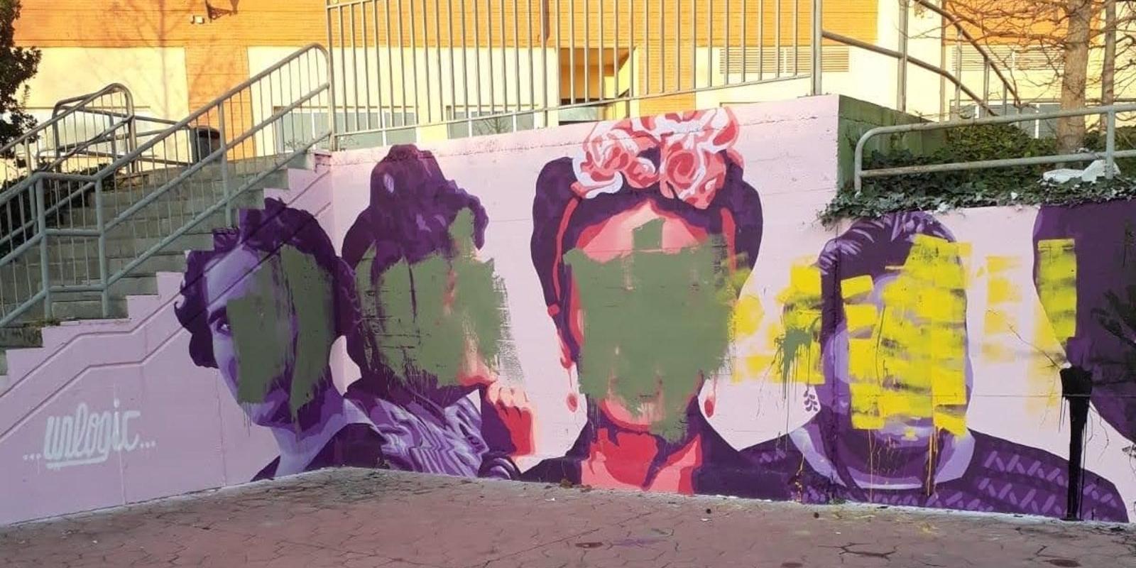 Amanece vandalizada la réplica del mural feminista de Ciudad Lineal que se pintó hace días en Getafe