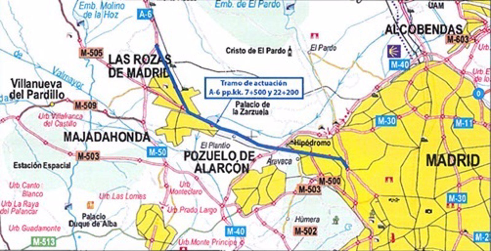 Formalizado por 7,35 millones el contrato de obras de rehabilitación del firme de la A-6 entre Madrid y Las Rozas