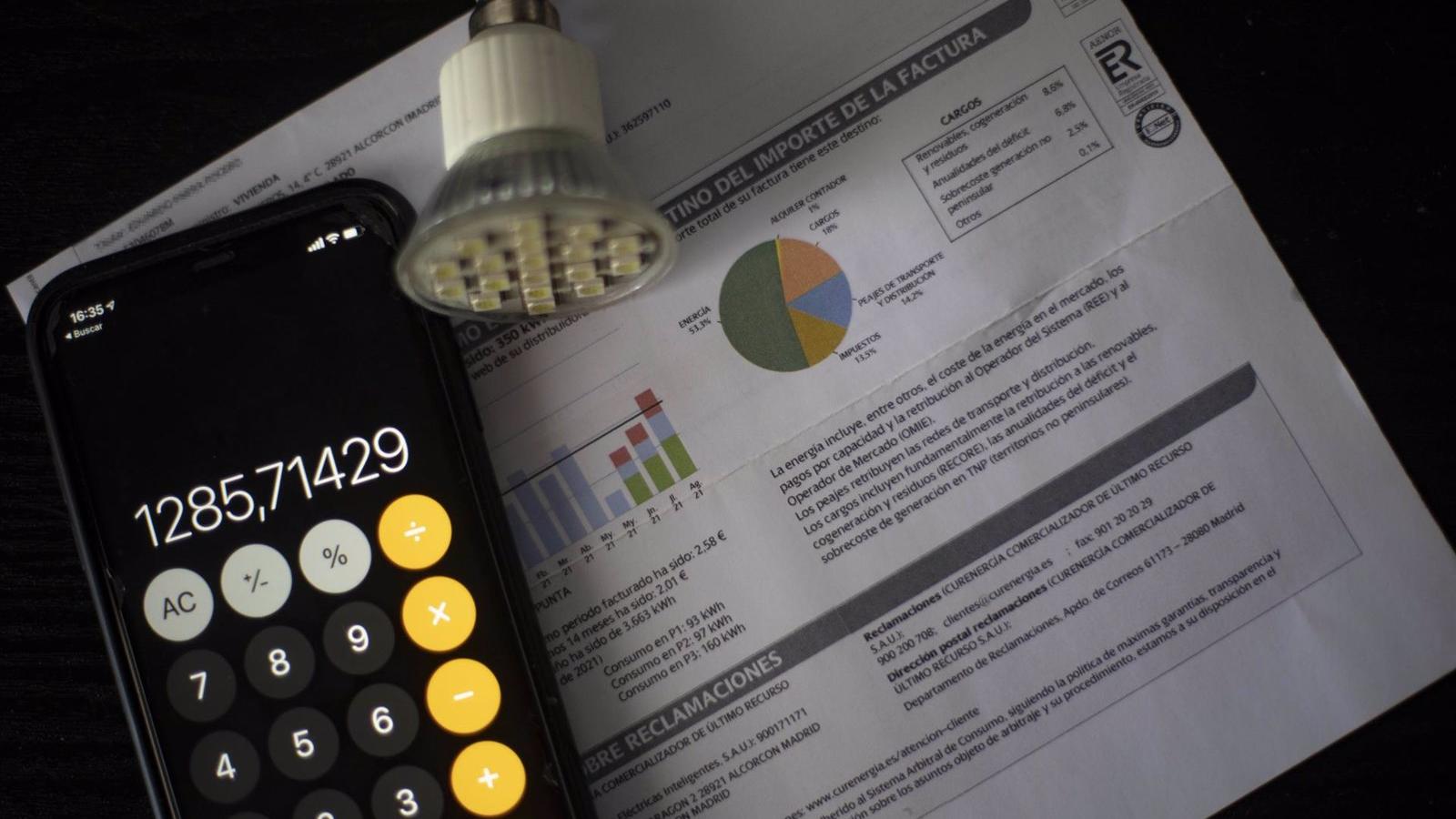 La luz baja un 2,77% pero sigue por encima de la cota de los 200 euros/MWh