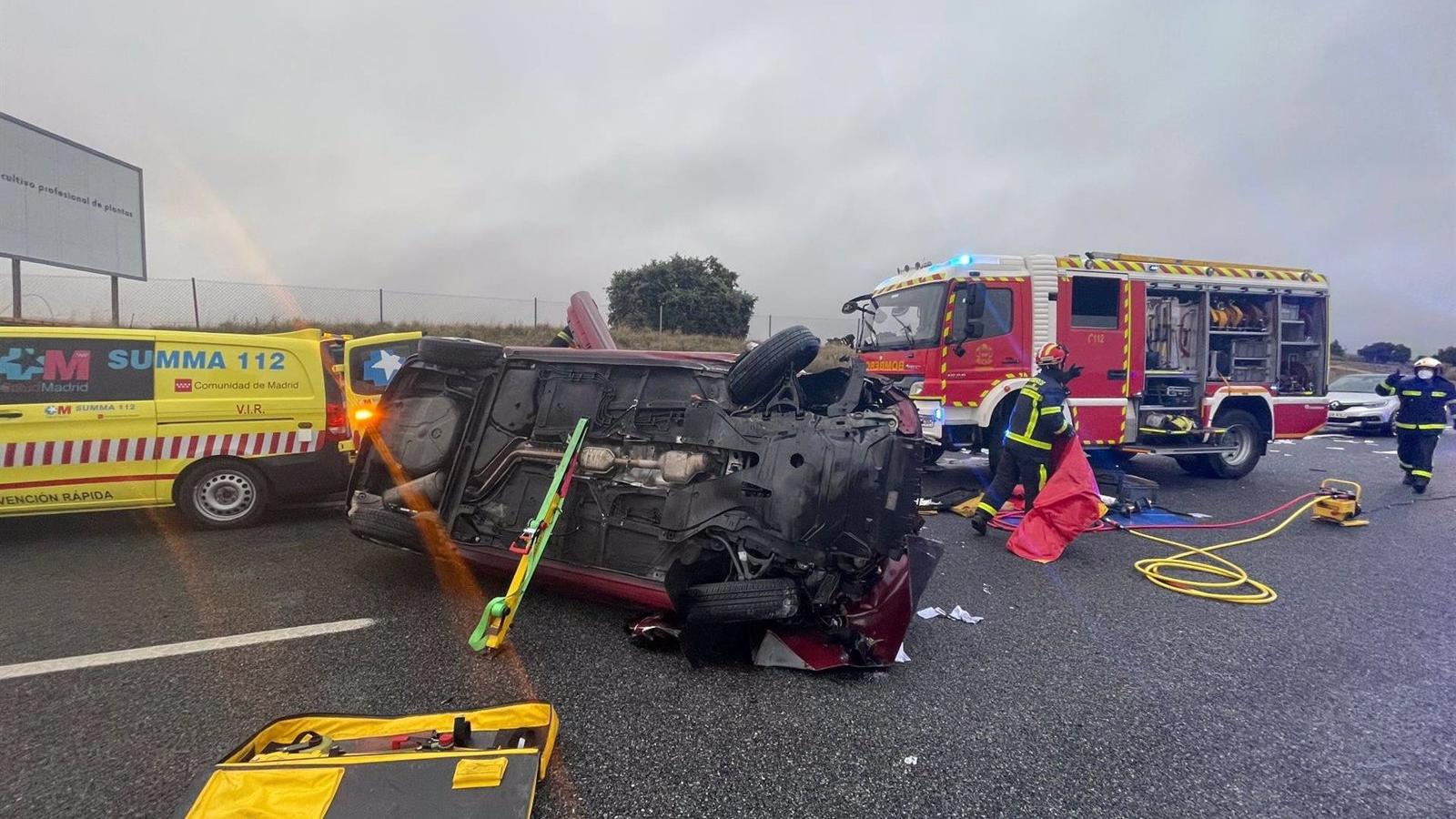 Grave un hombre de 53 años tras sufrir un accidente y dar varias vueltas de campana en Villanueva de Perales