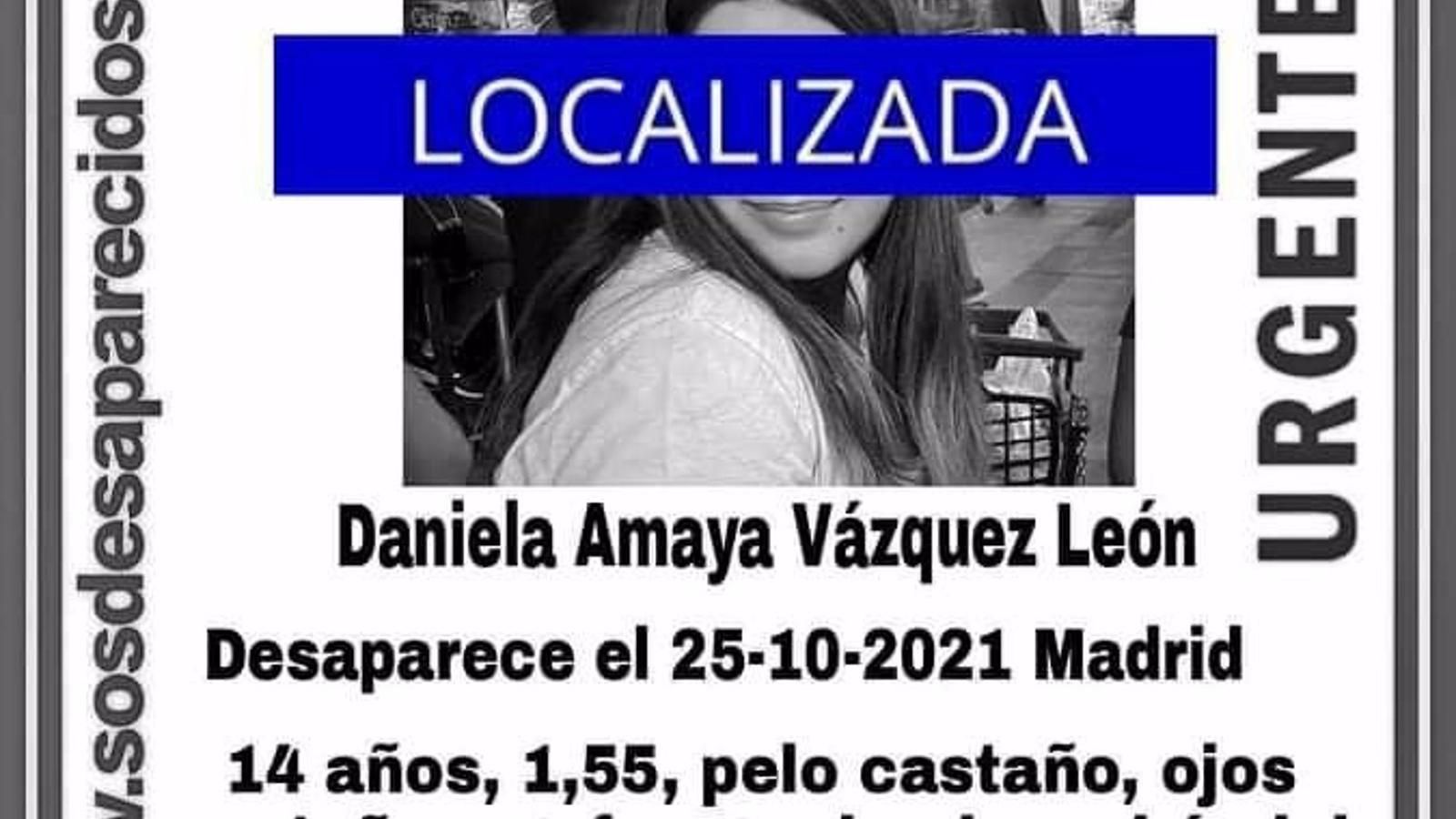 Aparece en buen estado la chica de 14 años desaparecida la semana pasada en Madrid