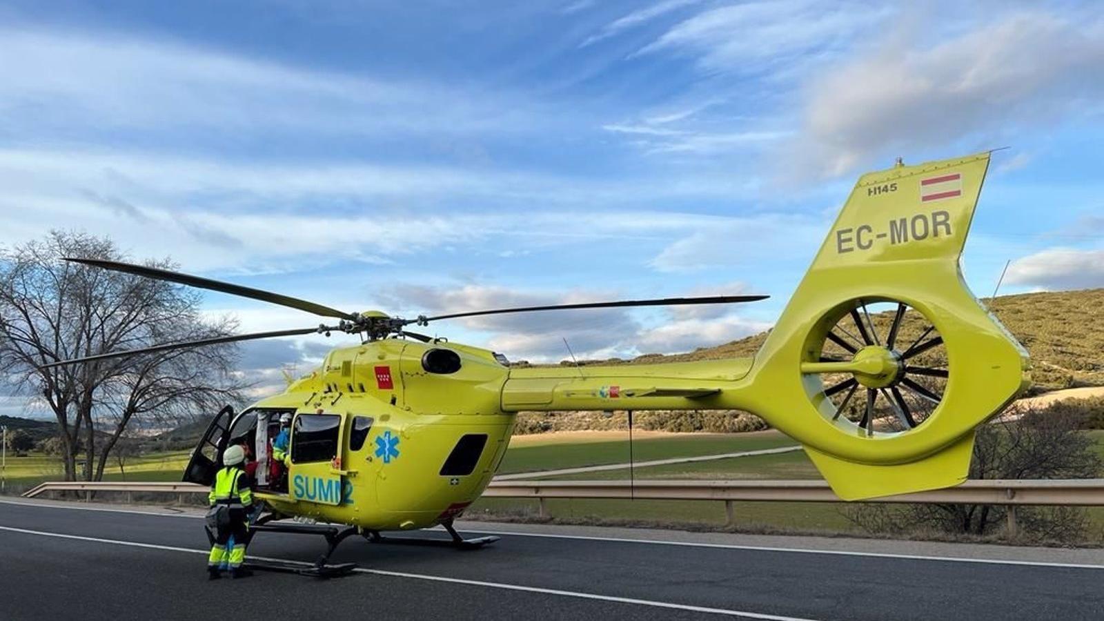 Herido el conductor de un camión tras sufrir un vuelco en la M-311 a la altura de San Martín de la Vega