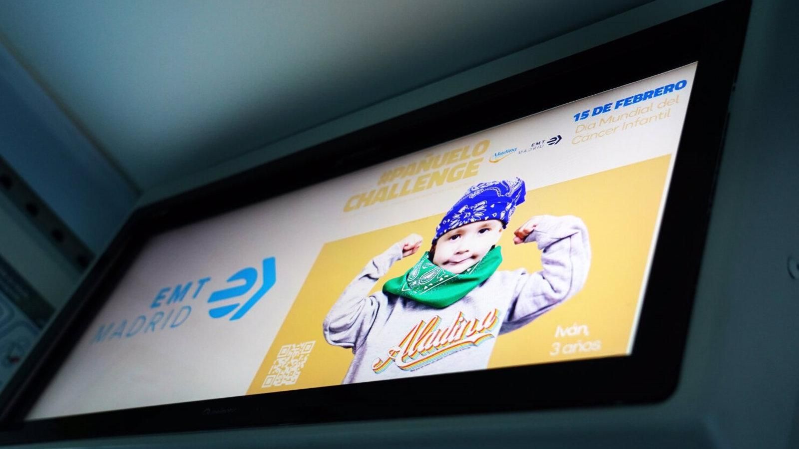 Las pantallas de más de 2.000 autobuses de la EMT difunden el homenaje de Fundación Aladina a niños con cáncer