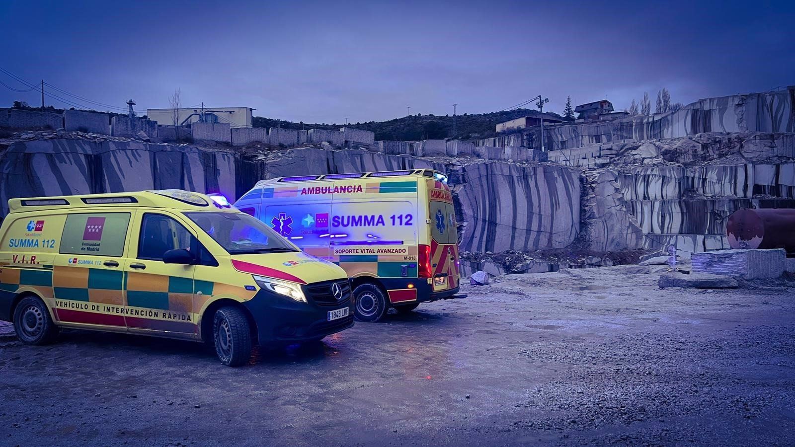 Muere un trabajador de 30 años tras ser aplastado por una piedra de unos 20.000 kilos en una cantera de Valdemanco