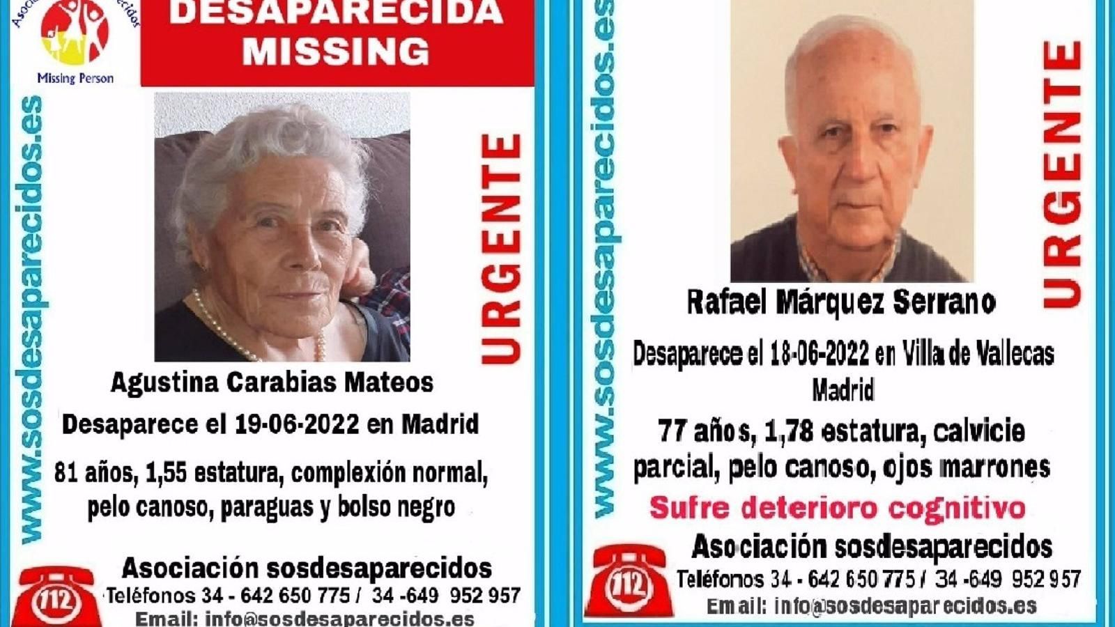  Buscan a dos ancianos desaparecidos hace unos días en Madrid