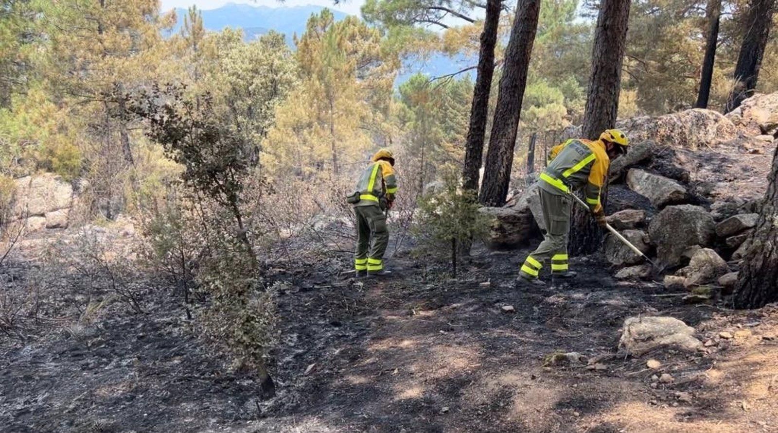 Los bomberos de la Comunidad seguirán colaborando en el fuego de Cebreros en Ávila