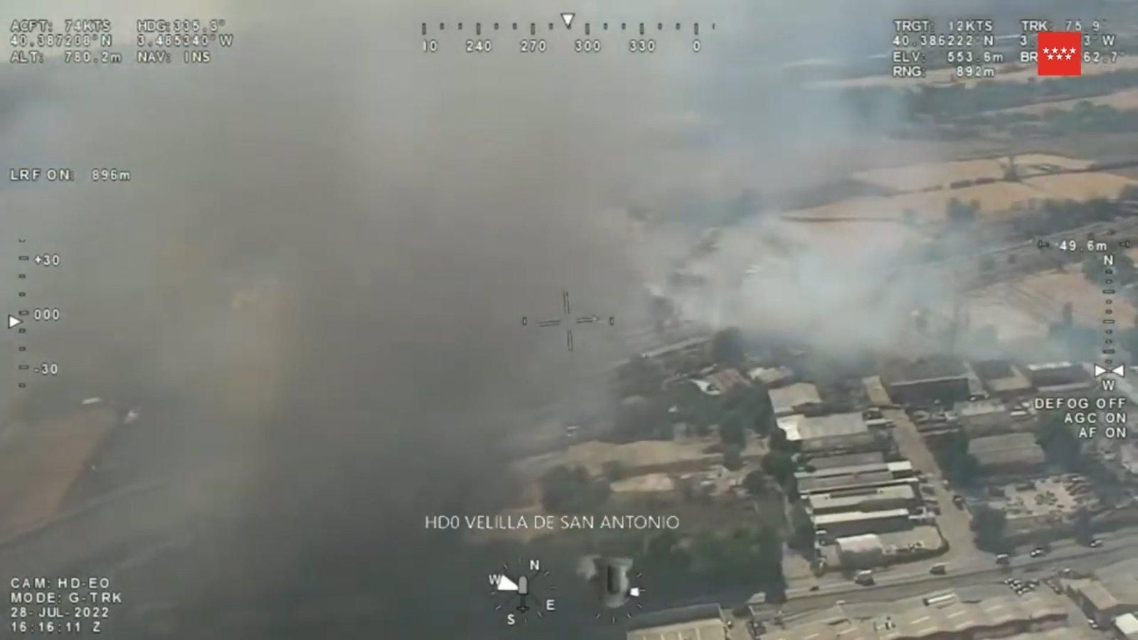 Estabilizado sin heridos el fuego originado en Velilla de San Antonio