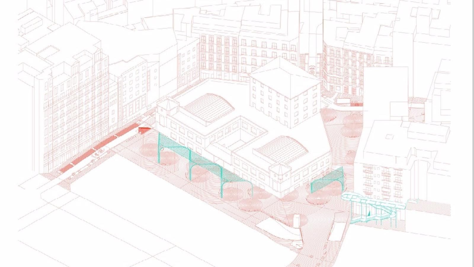 La plaza de los Mostenses será peatonalizada y estará unida con Gran Vía por un itinerario para viandantes