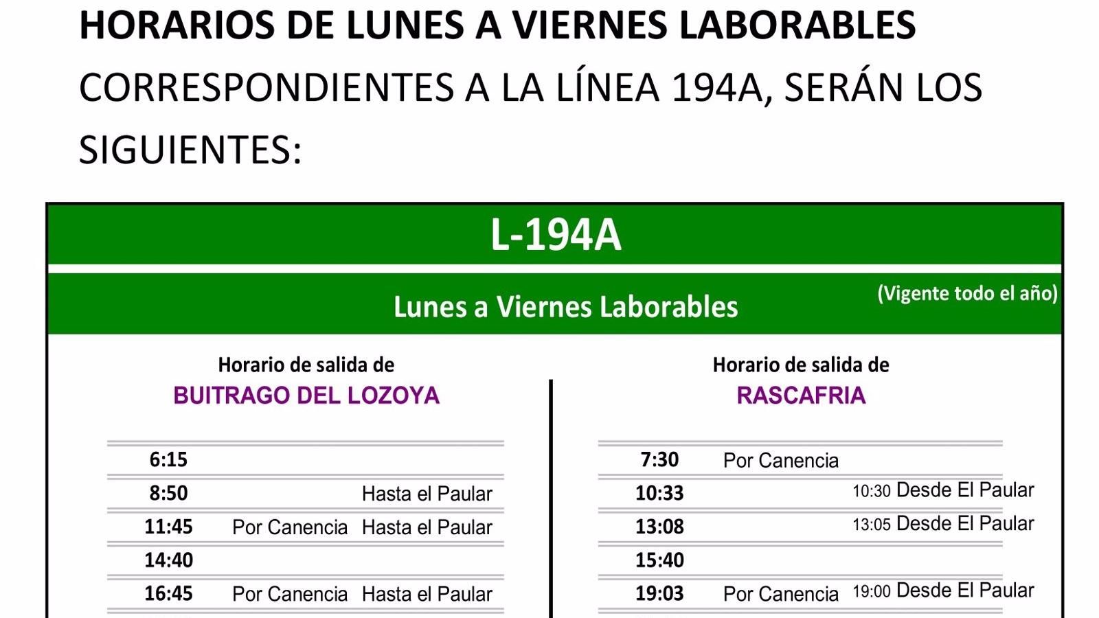 La línea 194A aumenta su frecuencia con una expedición más los días laborables de invierno