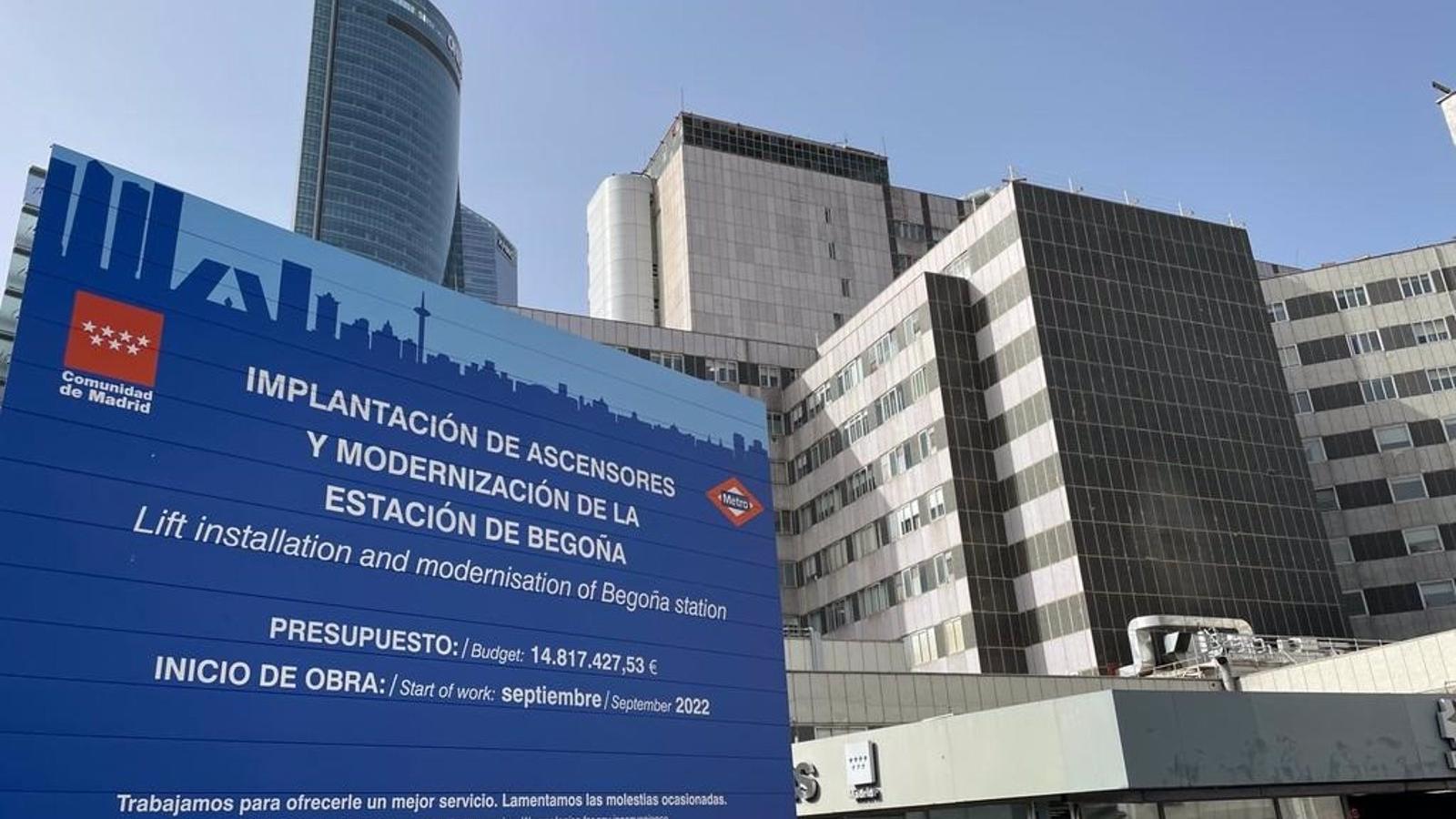 Metro renovará la estación de Begoña con 18 millones en dos años para mejorar el acceso a La Paz y el Ramón y Cajal