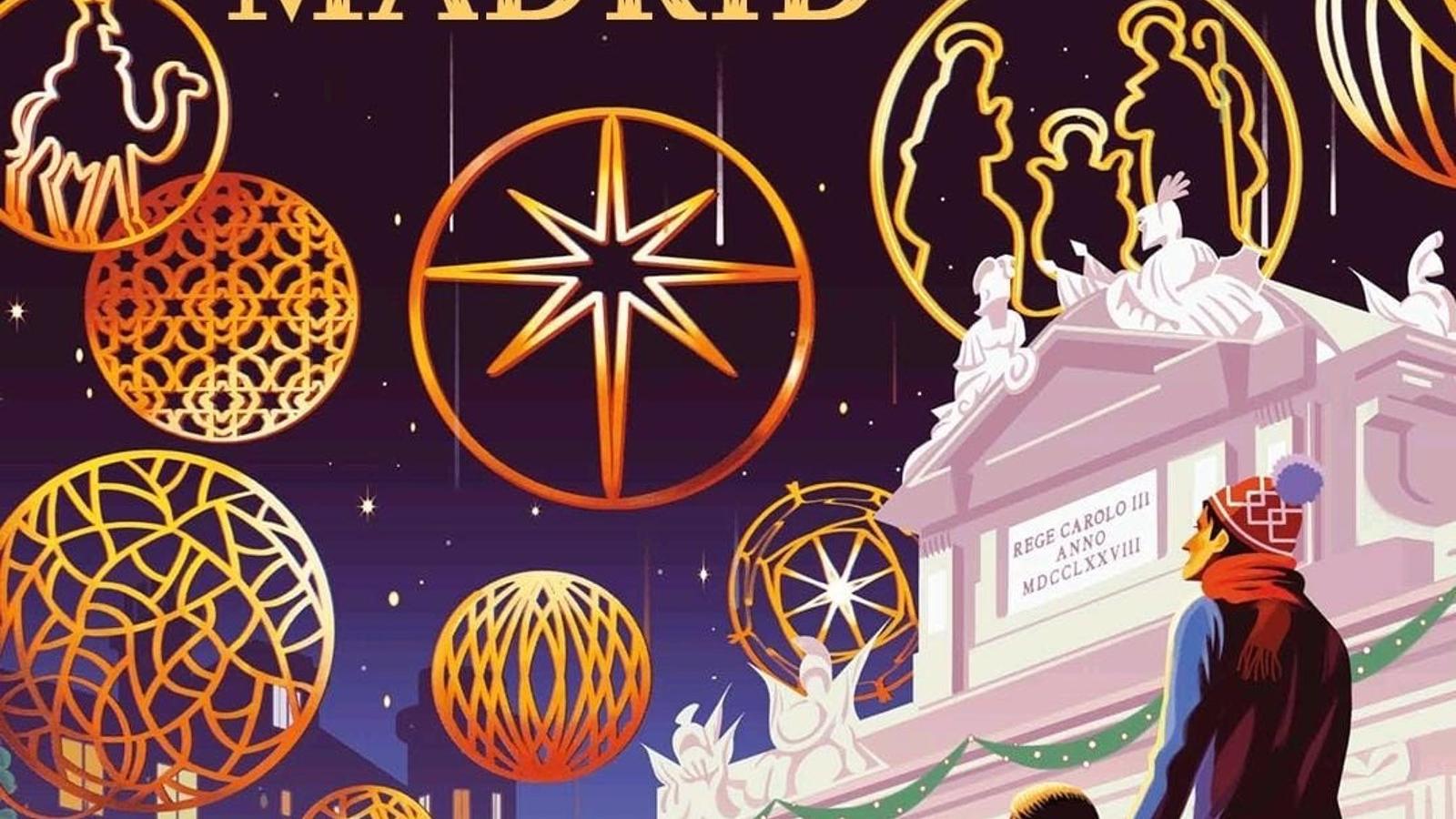La Puerta de Alcalá, un Belén y una familia protagonizan el cartel de Navidad en Madrid, obra de Francesco Bongiorni