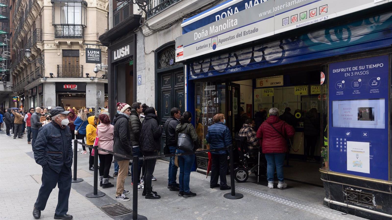  El 38.454, cuarto quinto premio, deja 180.000 euros Doña Mañolita, Sol y Las Rozas