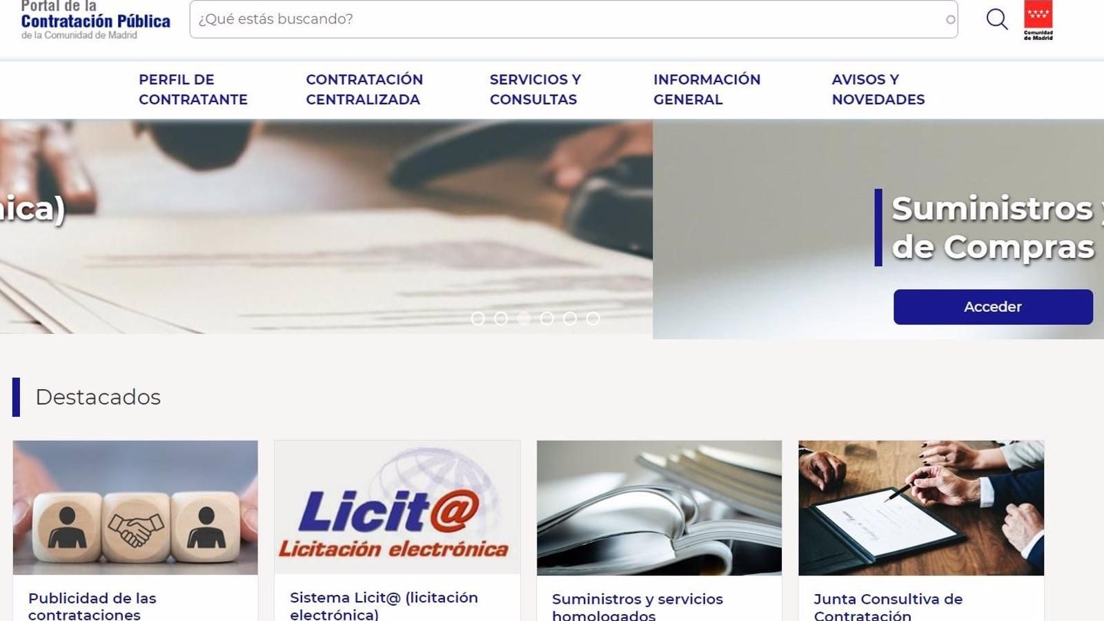 El Portal de la Contratación Pública de la Comunidad mejora la publicación de contenidos y el sistema de búsqueda