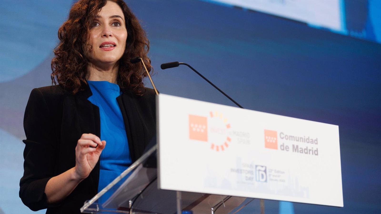 Díaz Ayuso anuncia un incentivo fiscal para nuevos inversores como "contrapeso" al impuesto a las grandes fortunas