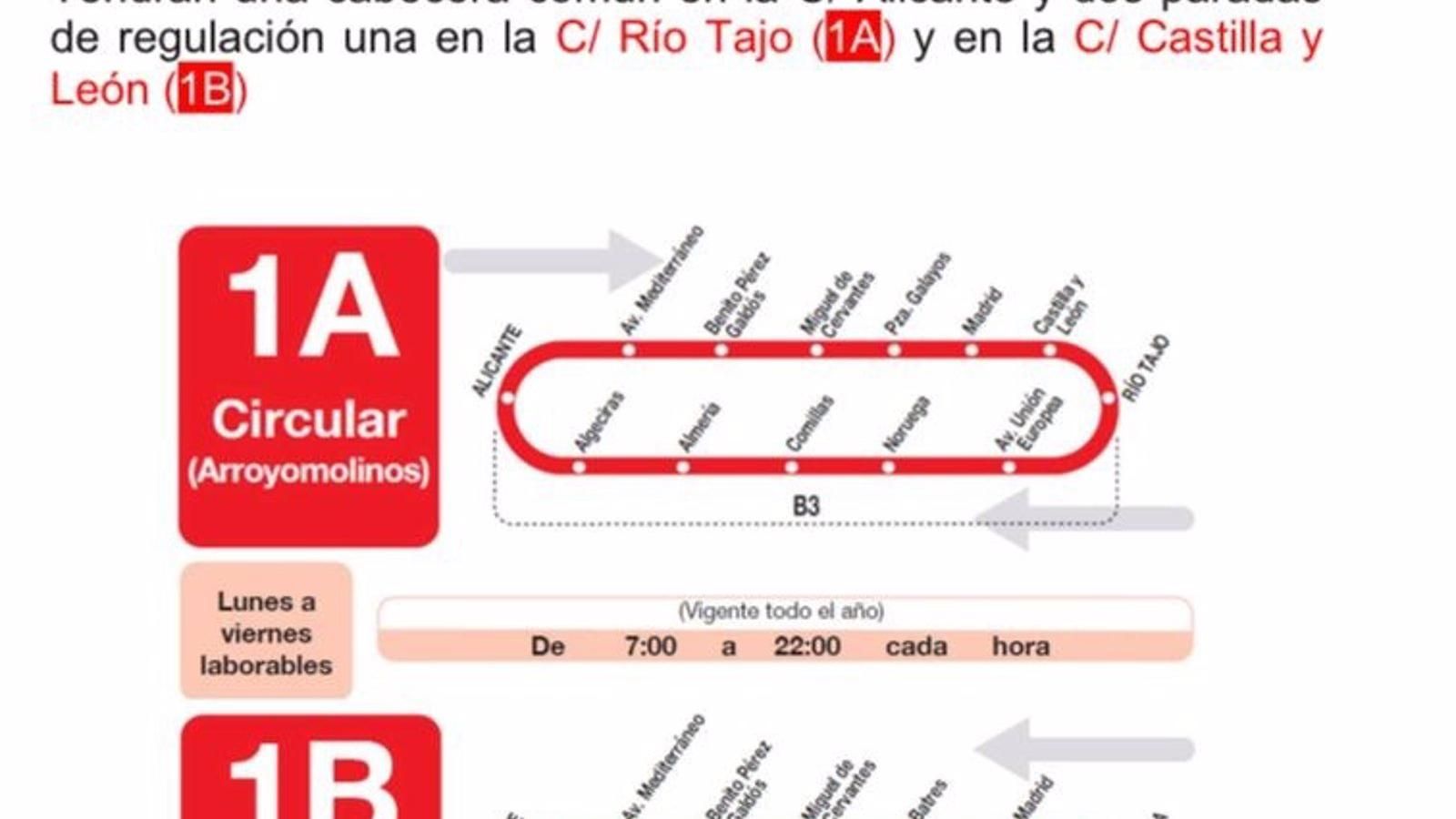 La L1 urbana de Arroyomolinos se convertirá en circular a partir del 20 de febrero