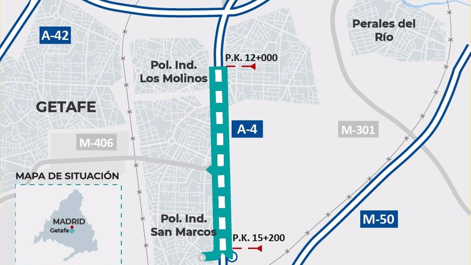 La mejora de los accesos del transporte público en la A-4 entre dos polígonos de Getafe sale a información pública