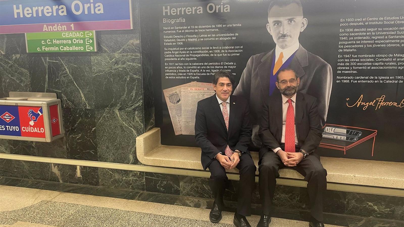 La historia del cura Ángel Herrera Oria decora las paredes de la estación de Metro que lleva su nombre