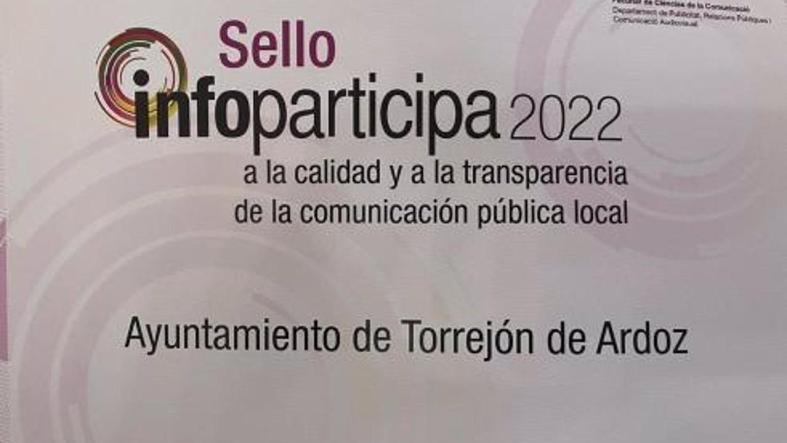 Torrejón vuelve a obtener el sello Infoparticipa por su transparencia