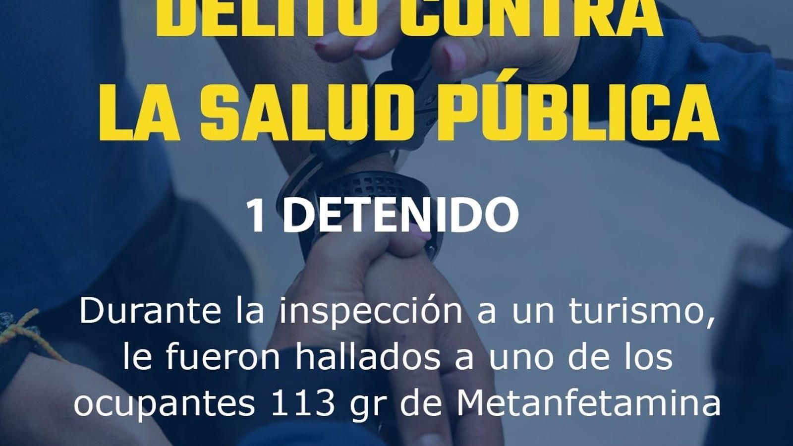 Detenido con 113 gramos de metanfetamina en Puente de Vallecas cuando viajaba en un coche sin seguro