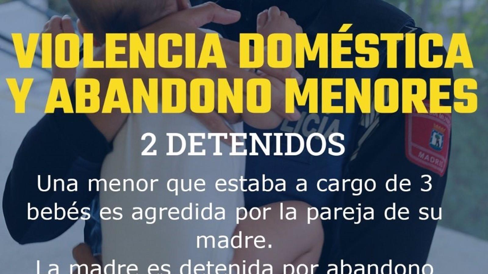  Agredida una menor de 13 años en Carabanchel por la pareja de su madre cuando estaba a cargo de tres bebés