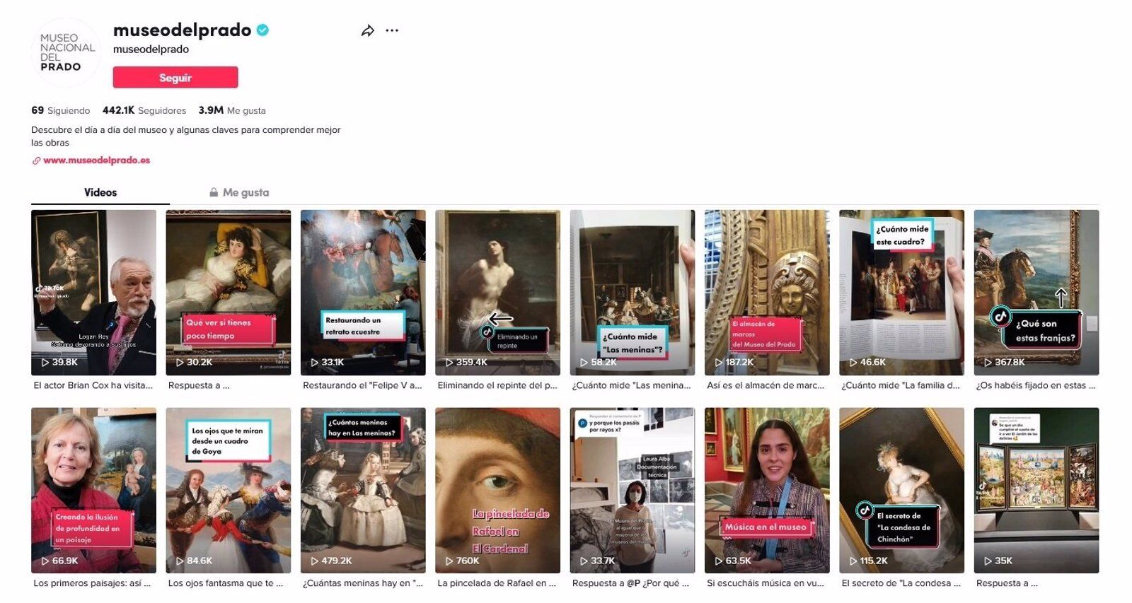 El TikTok del Museo del Prado, candidato a la mejor iniciativa mundial de Arte y Cultura