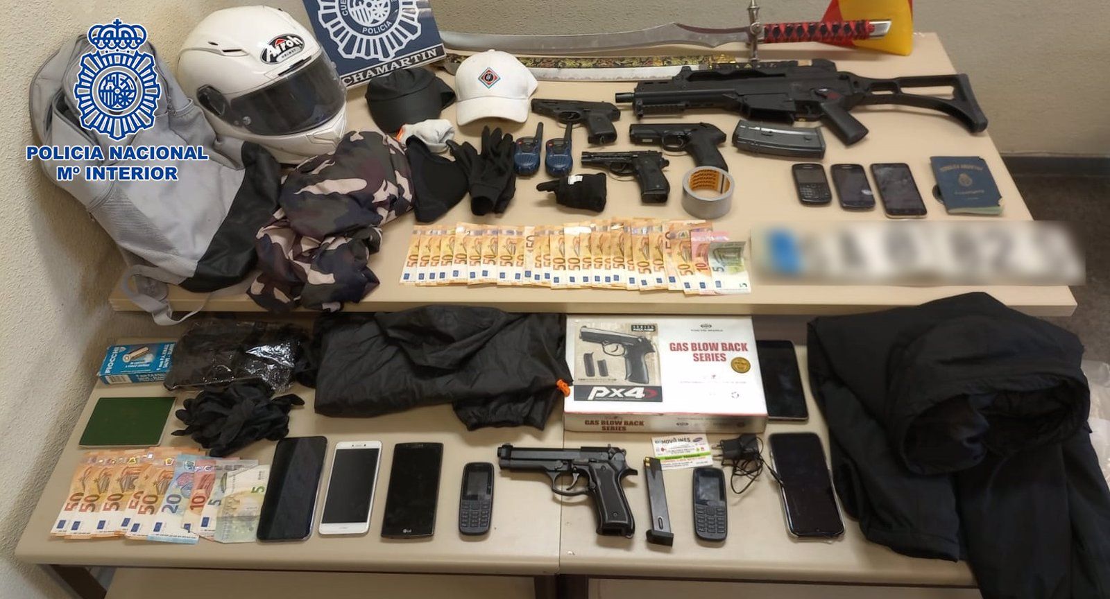 Tres detenidos por atracar con armas de fuego dos salones de juego de Madrid y llevarse más de 16.200 euros