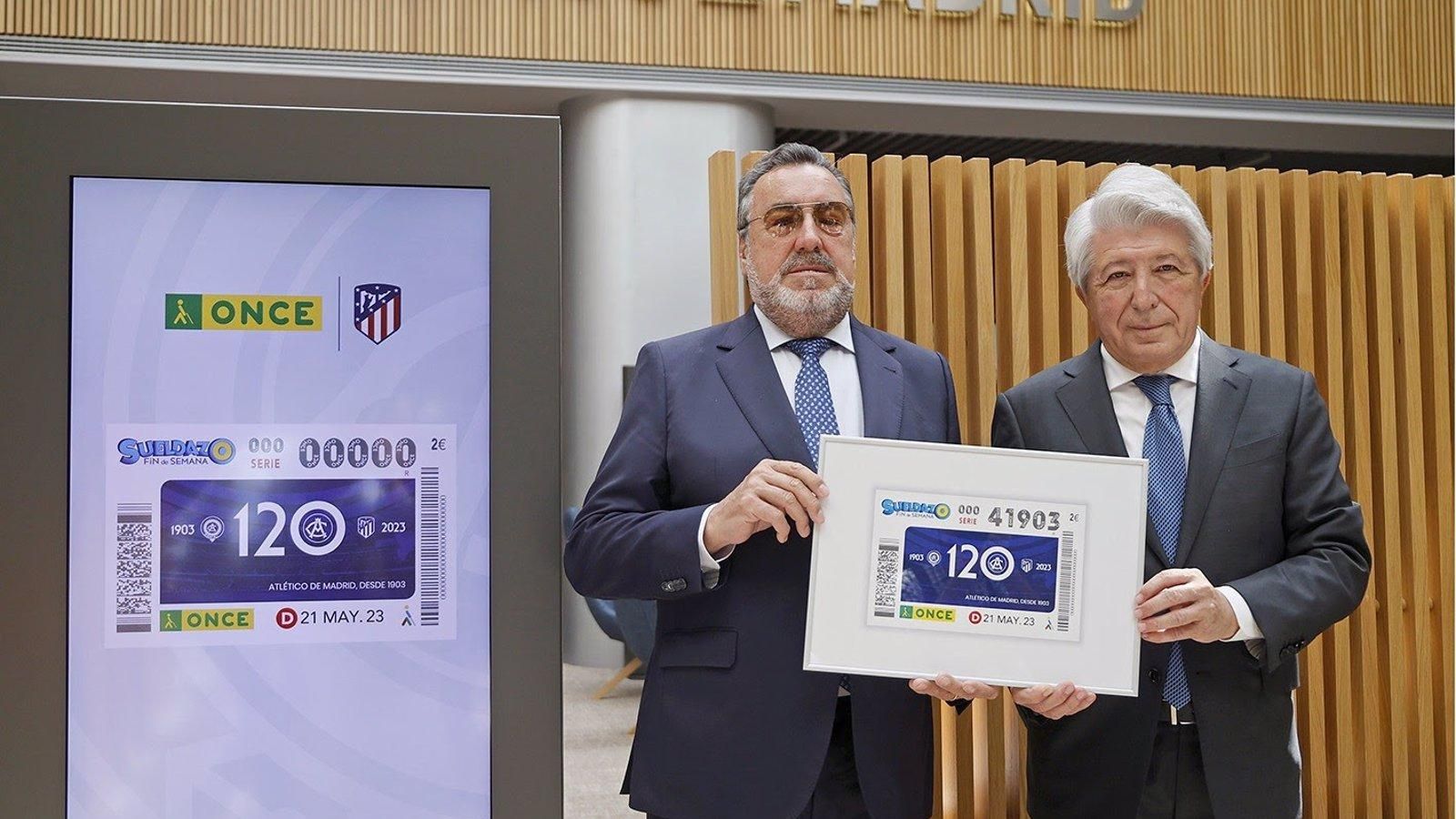  El Atlético de Madrid presenta el cupón de la ONCE conmemorativo de su 120 aniversario