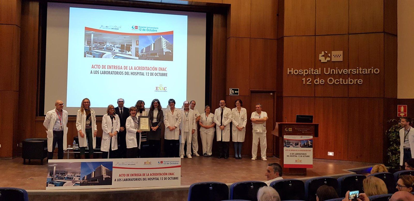 El Hospital 12 de Octubre recibe la acreditación de ENAC en cinco servicios de análisis