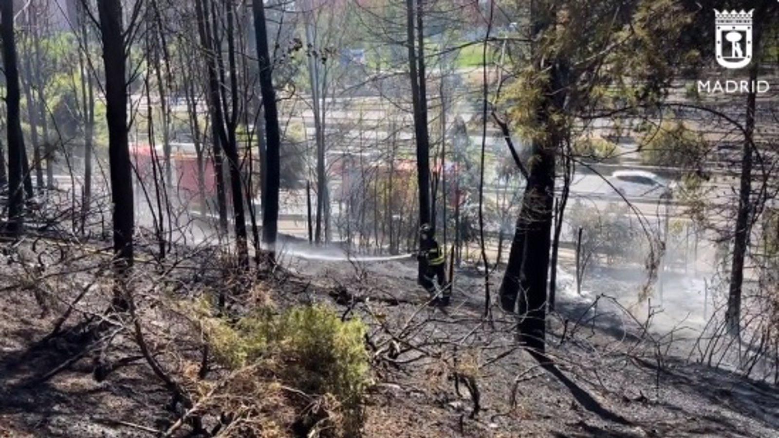 Extinguido un pequeño incendio en una zona arbolada junto a la M-30