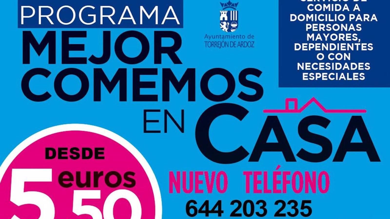 Mayores, dependientes o con necesidades especiales pueden seguir disfrutando del programa de menús en casa en Torrejón