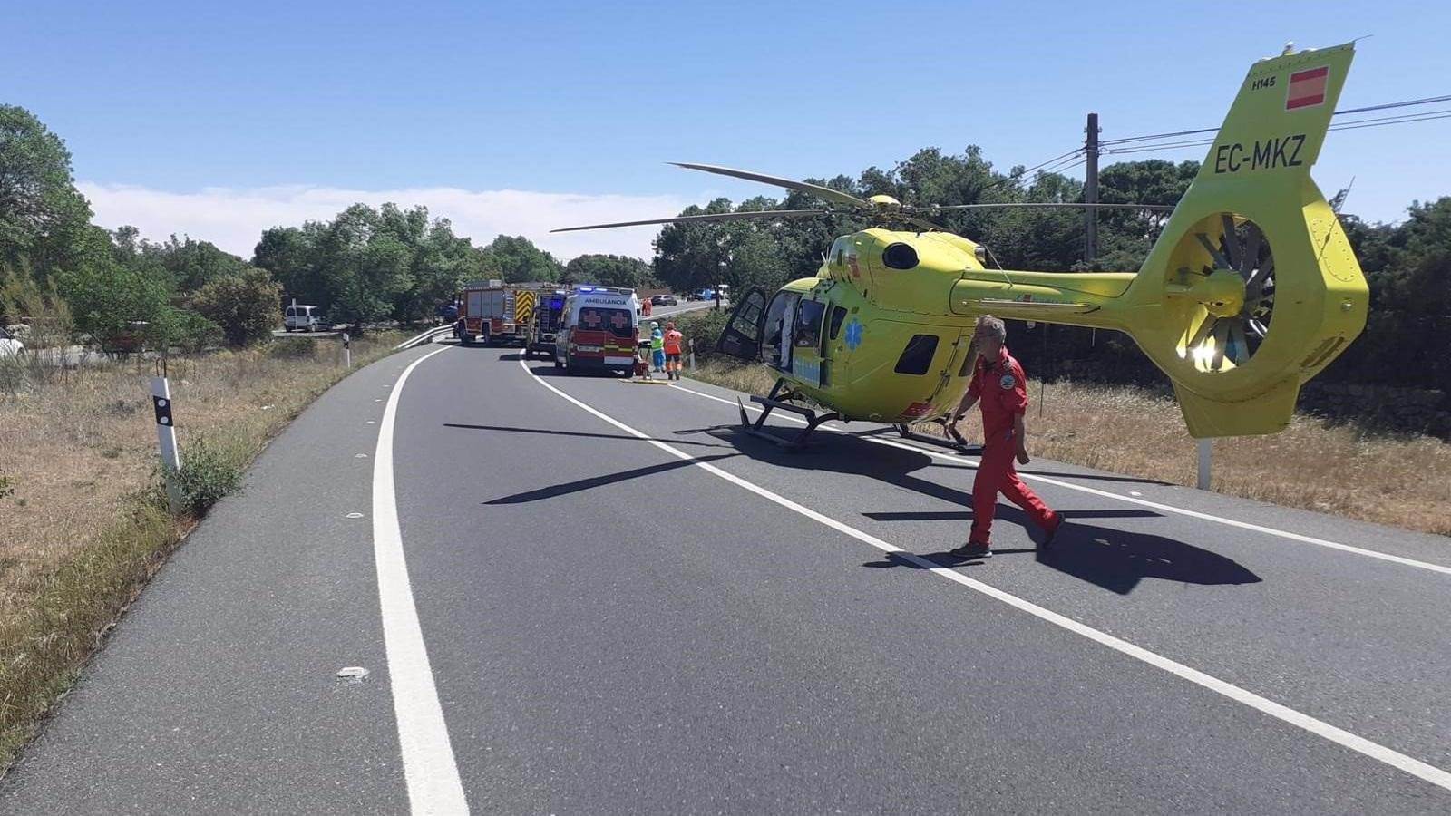  Herido muy grave un motorista al salirse de la M-629 en Bustarviejo