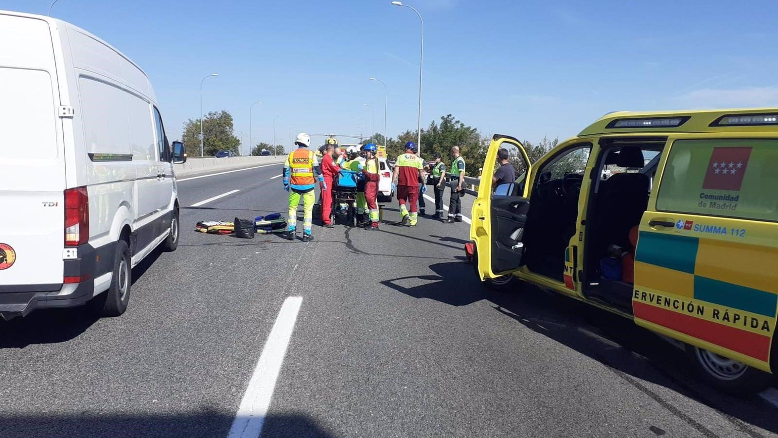 Herido grave un motorista tras sufrir un accidente en la A-4 a la altura de Valdemoro