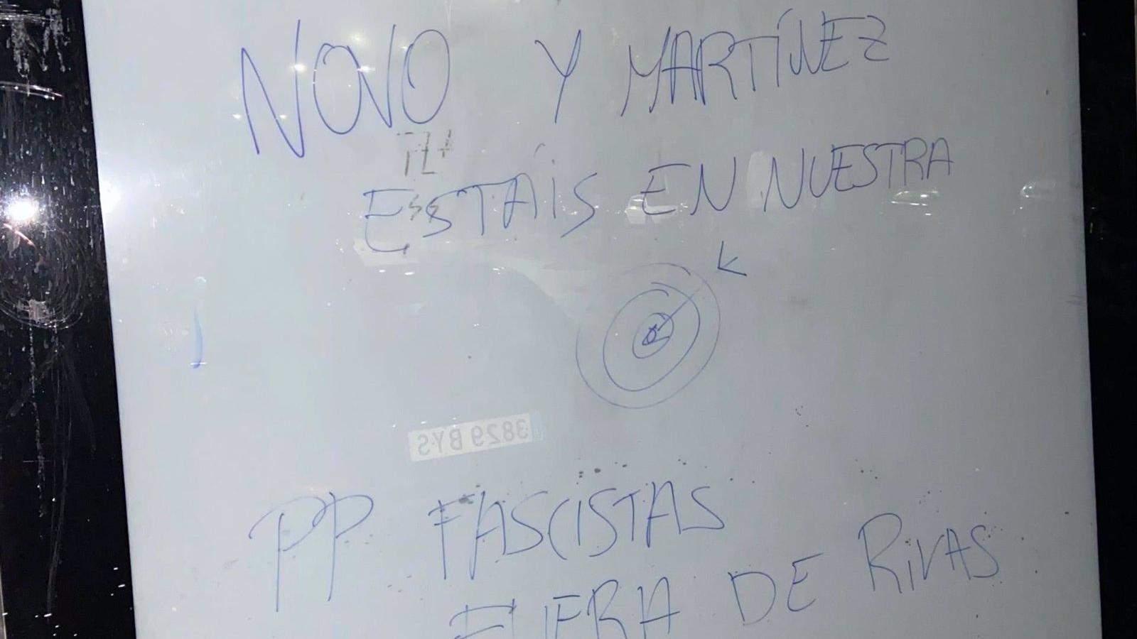 El PP de Rivas denuncia una pintada amenazante contra su portavoz y la responsable de comunicación: "Estáis en nuestra diana"