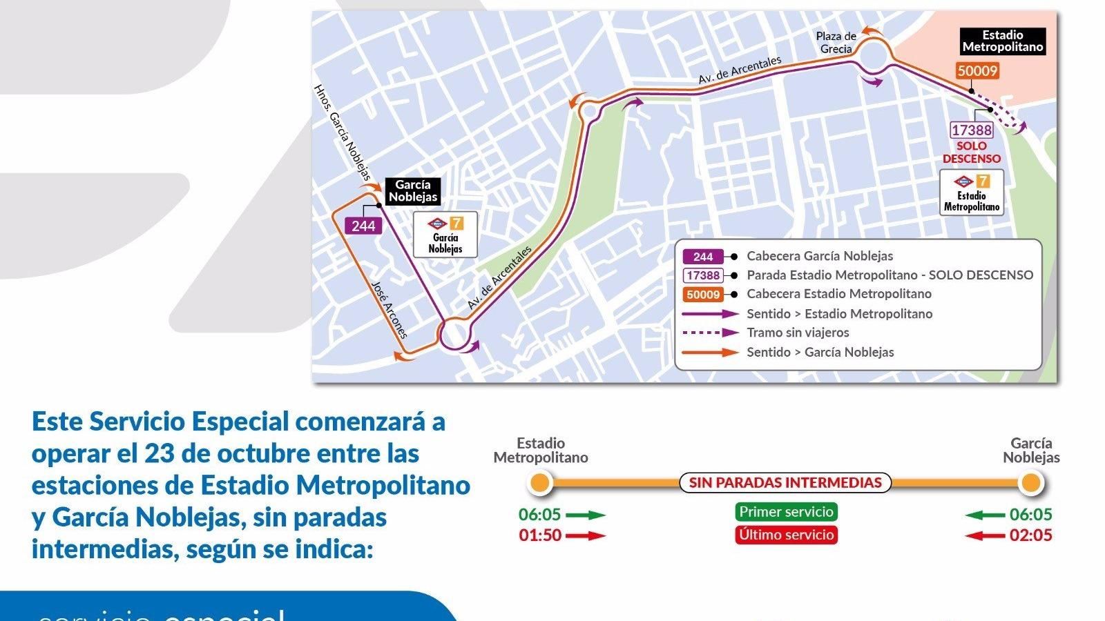 La EMT conecta García Noblejas y Estadio Metropolitano con autobuses gratuitos tras la avería en Metro