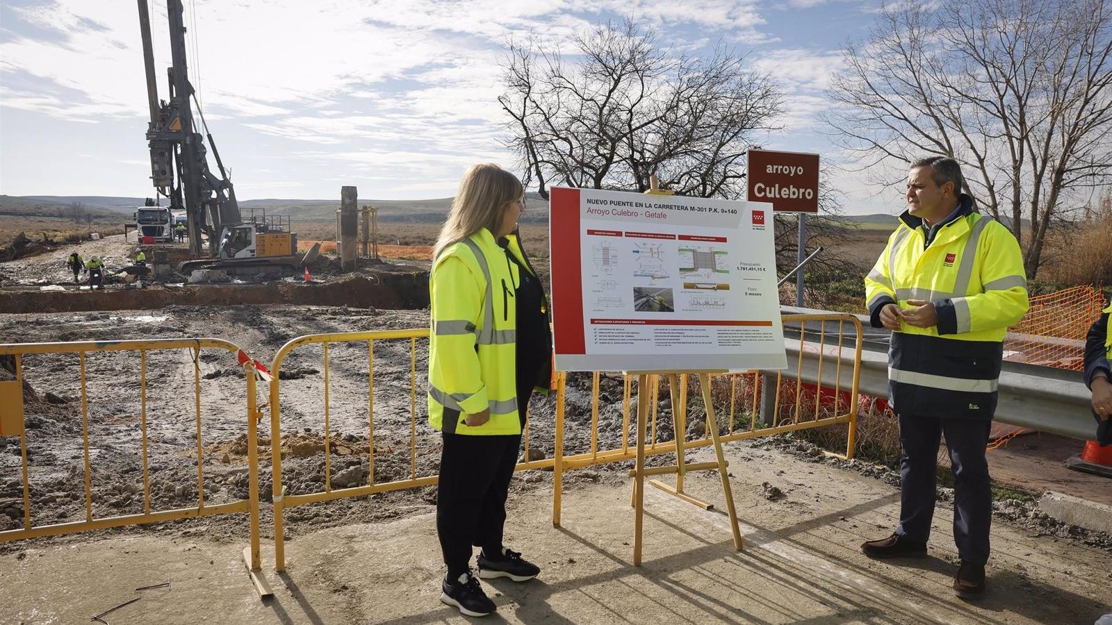 El puente sobre el Arroyo Culebro en la M-301 en Getafe estará finalizado en abril