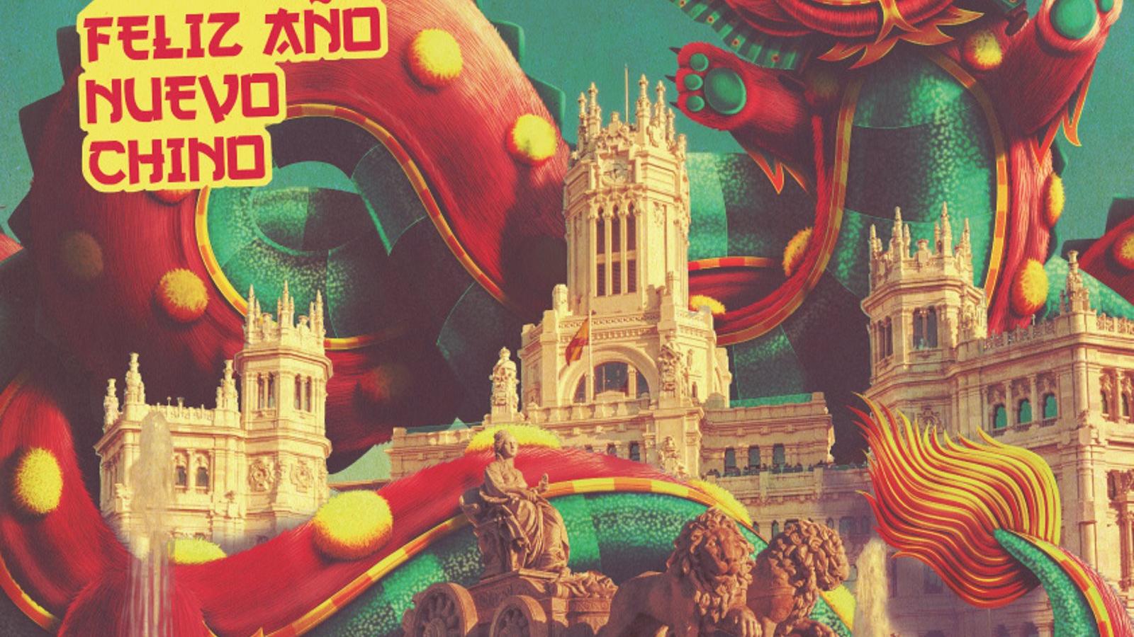 La ciudad de Madrid da la bienvenida al Año Nuevo chino en dragón sobre Cibeles