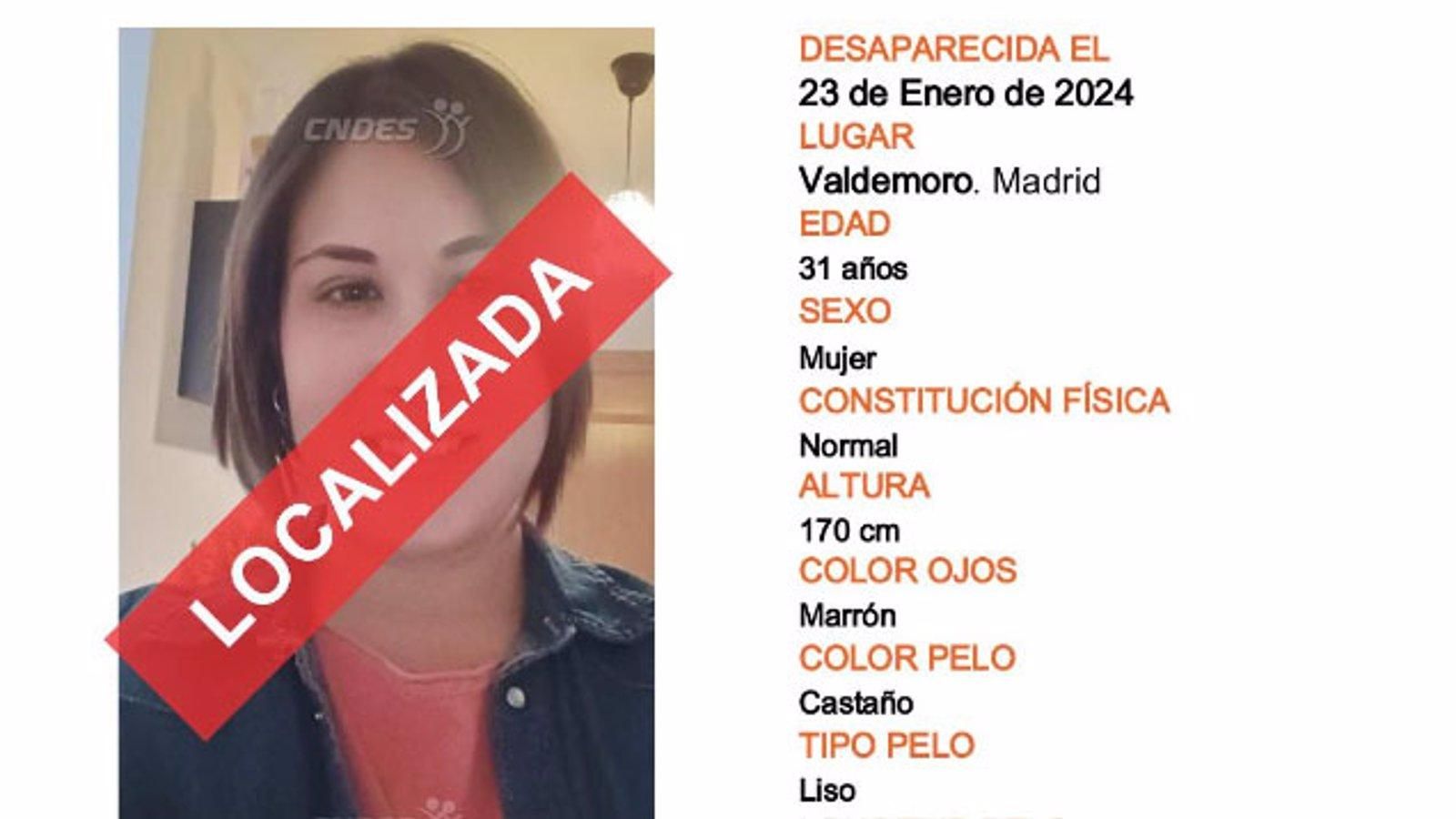  Encuentran a la mujer de 31 años desaparecida el pasado martes en Valdemoro