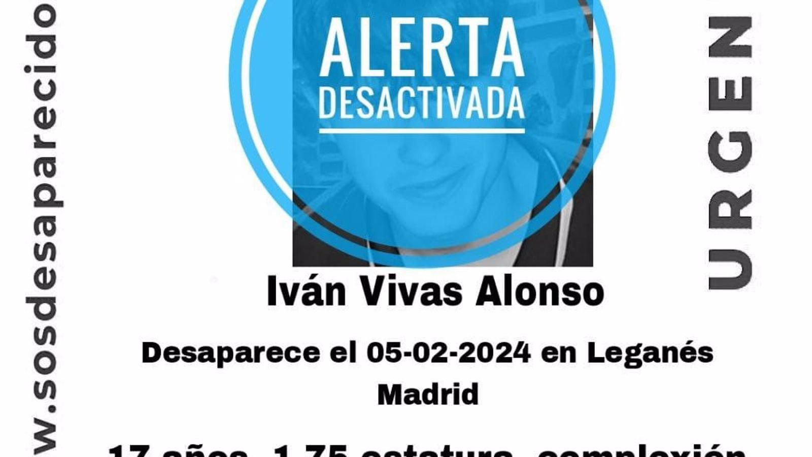  Aparece en un buen estado el chico de 17 años desaparecido en Leganés