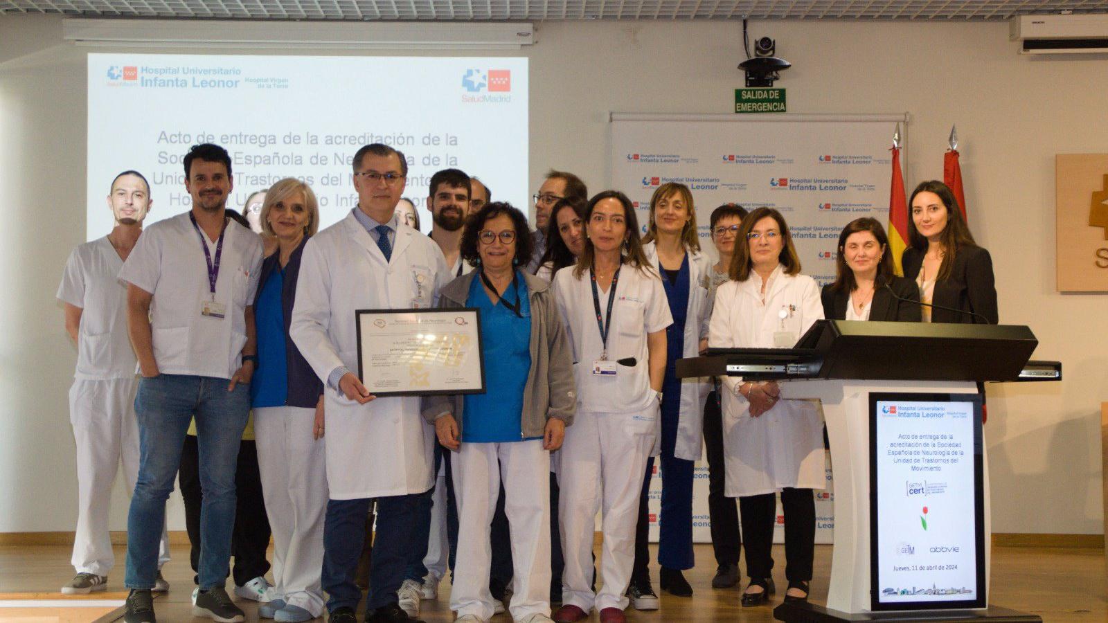 El Infanta Leonor, acreditado por la Sociedad Española de Neurología por su atención a pacientes con párkinson